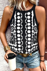 Geometric Print Sleeveless Tank Top OutfitFlow
