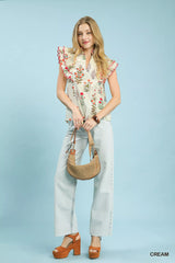 Umgee Block Floral Print Top OutfitFlow