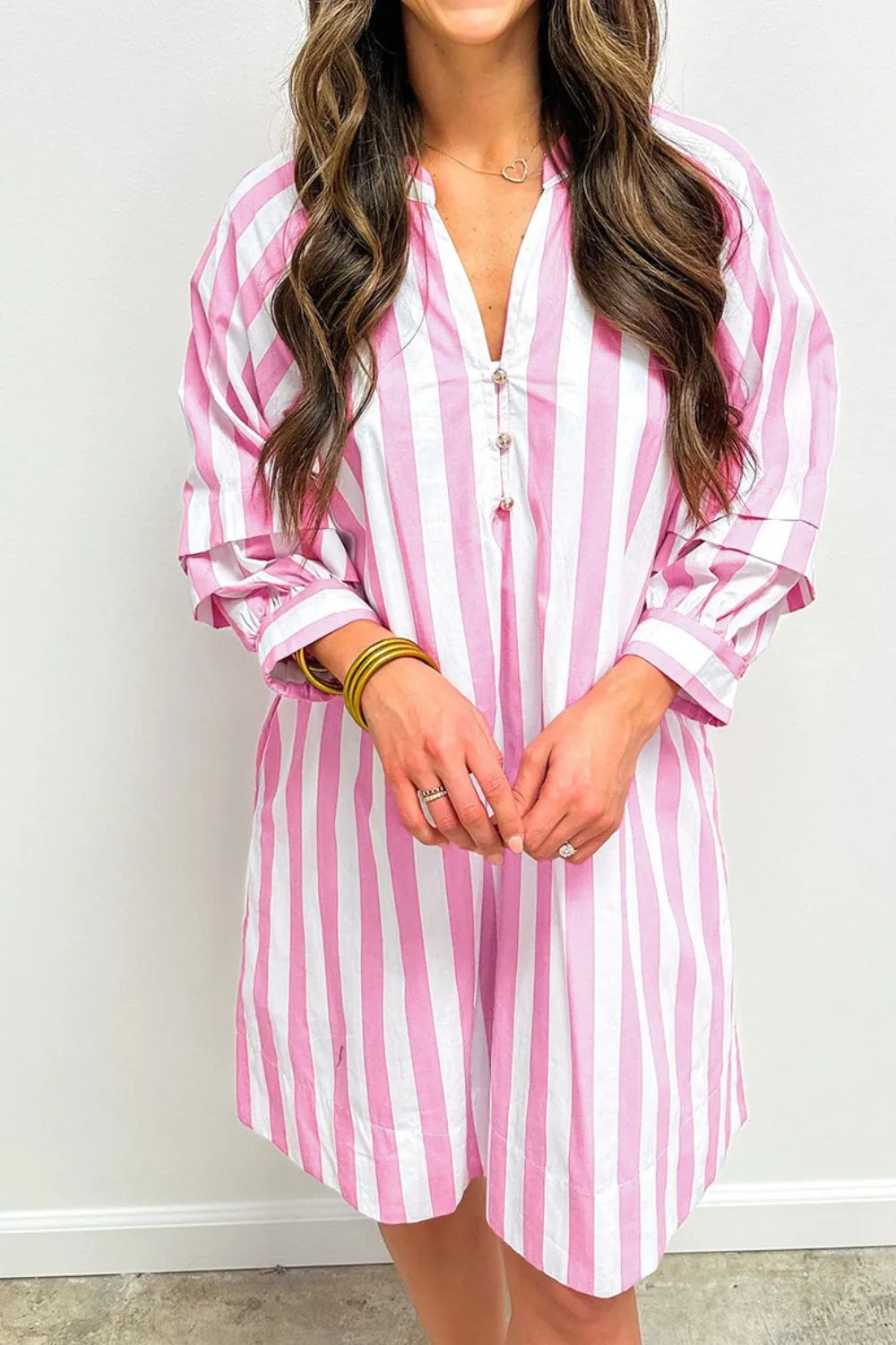 Striped Notched Mini Dress OutfitFlow