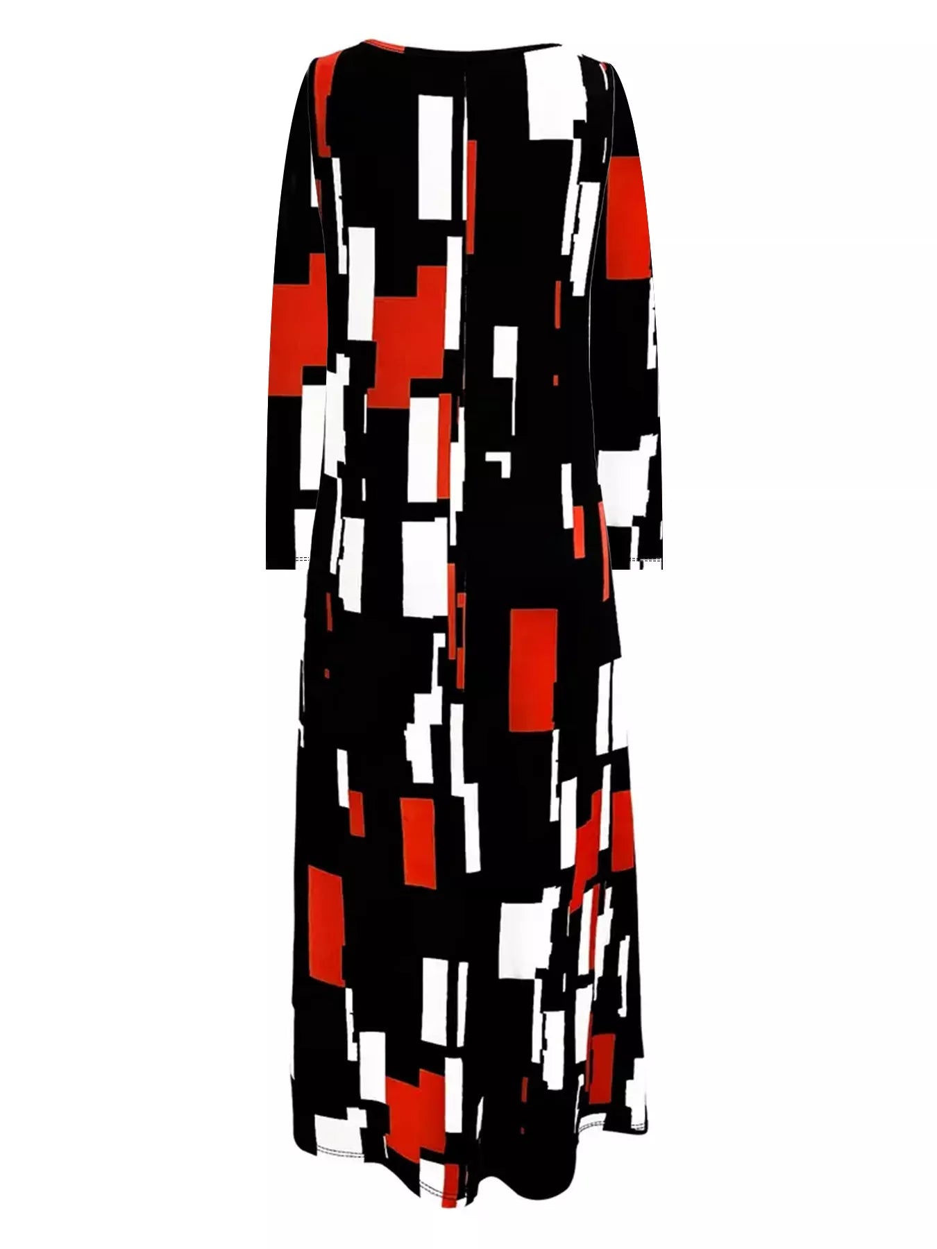 Geometric Print Long Sleeve Maxi Dress OutfitFlow