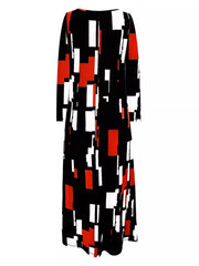 Geometric Print Long Sleeve Maxi Dress OutfitFlow