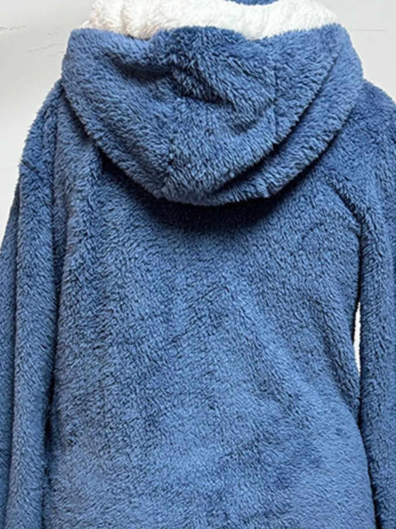 Cozy Fleece Hooded Longline Zip Up Outerwear OutfitFlow