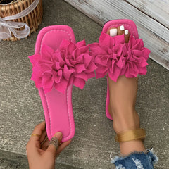 Open Toe Flats Sandals Hot Pink OutfitFlow