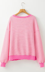 Striped Round Neck Long Sleeve Sweatshirt