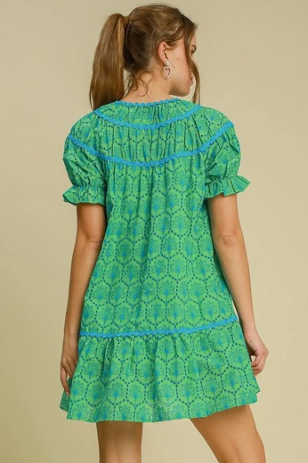 Umgee Full Size Eyelet Mini Dress With Ric Rac Trim Plus Size OutfitFlow