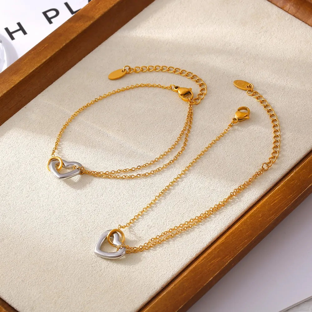 18K Gold-Plated Heart Bracelet OutfitFlow