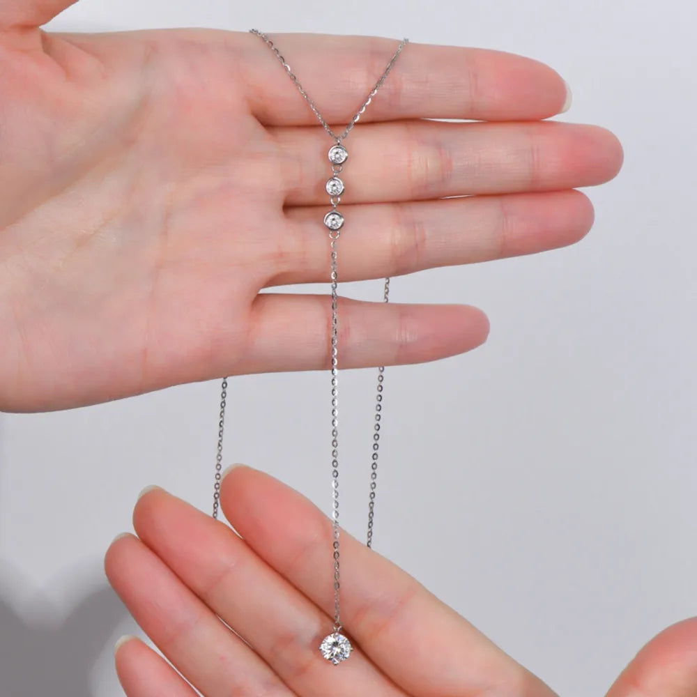 1.3 Carat Moissanite 925 Sterling Silver Drop Necklace OutfitFlow