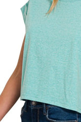 Zenana Rolled Sleeve Crop T-Shirt OutfitFlow