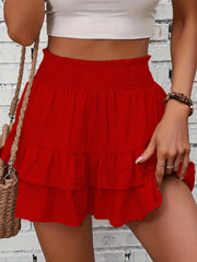 Ruffle Layered High Waist Casual Skort OutfitFlow