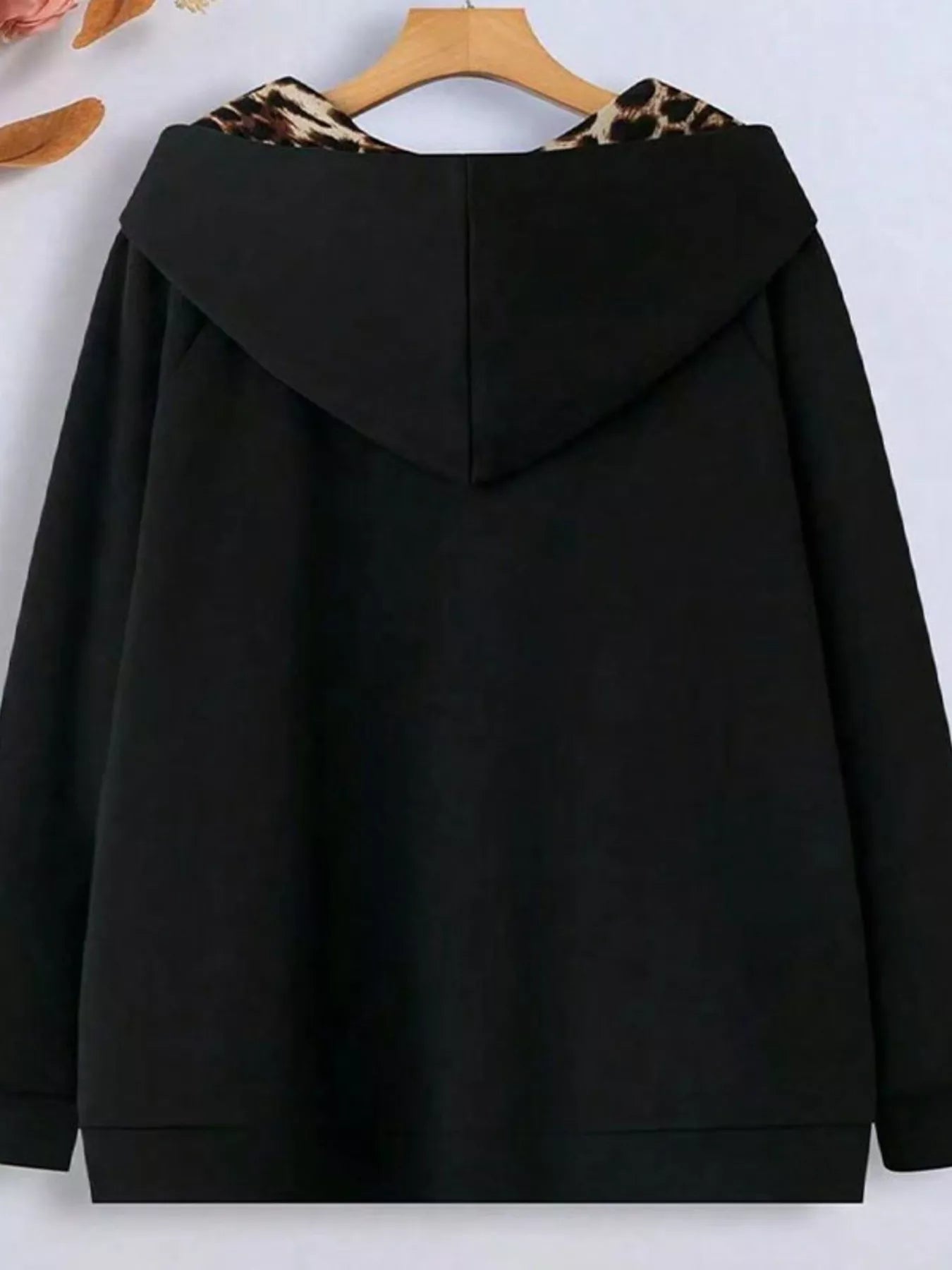 Hooded Leopard Lined Zip-Up Outerwear OutfitFlow