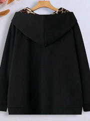 Hooded Leopard Lined Zip-Up Outerwear OutfitFlow