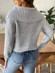 Cable-Knit Long Sleeve Sweater Trendsi