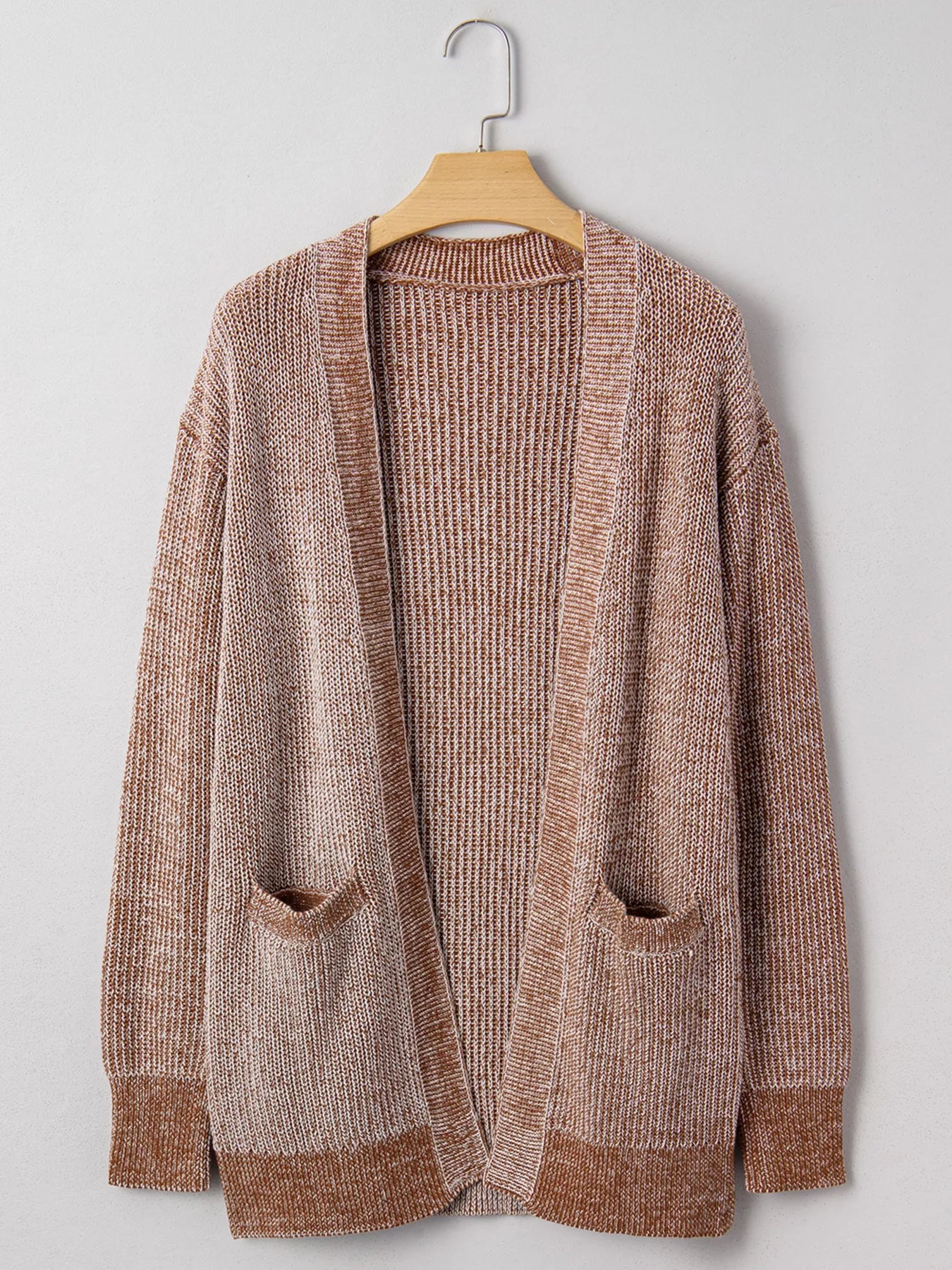 Open Front Dropped Shoulder Cardigan with Pockets OutfitFlow