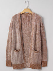 Open Front Dropped Shoulder Cardigan with Pockets OutfitFlow