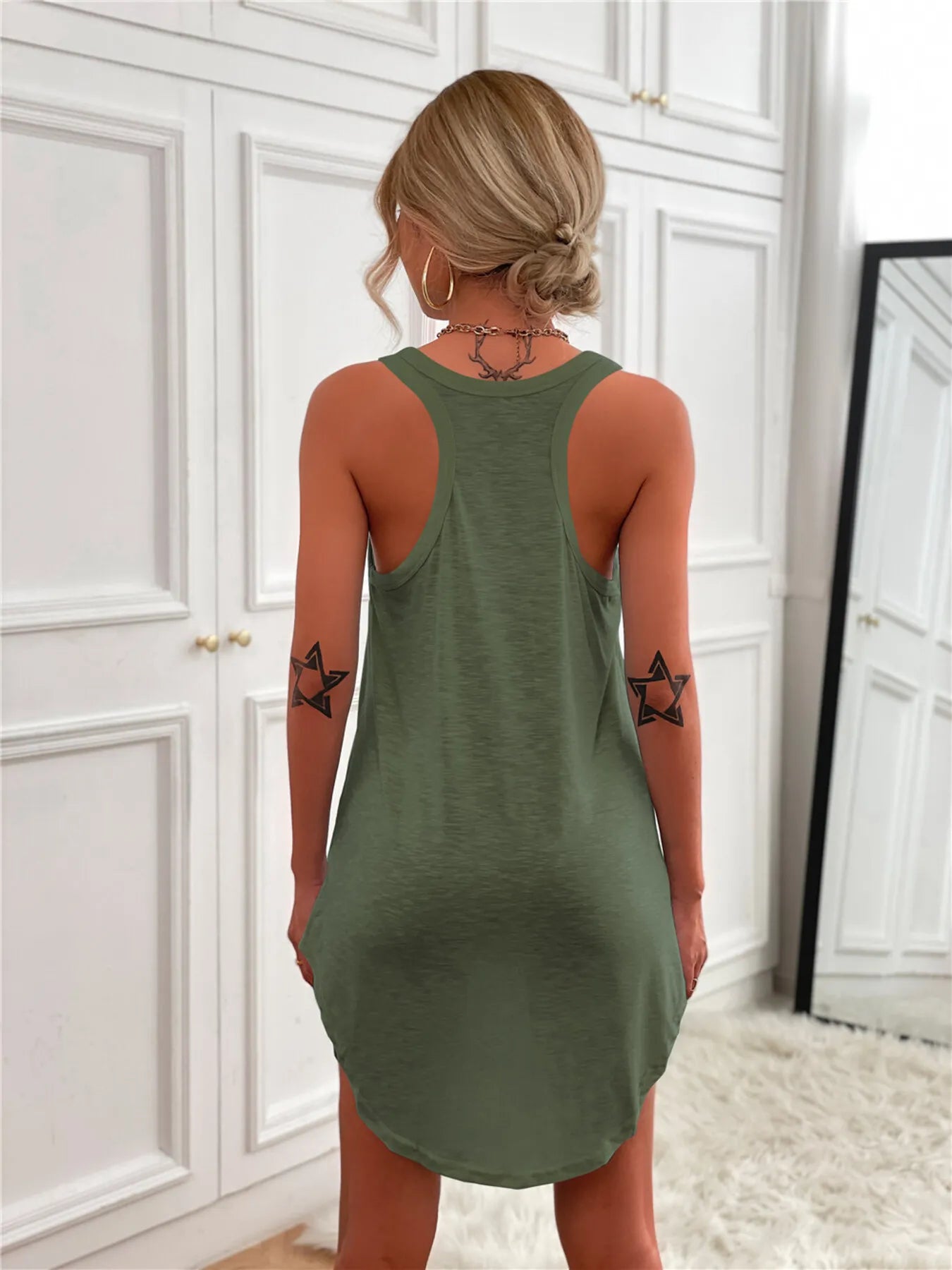 Casual Tank Mini Dress with Curved Hem OutfitFlow