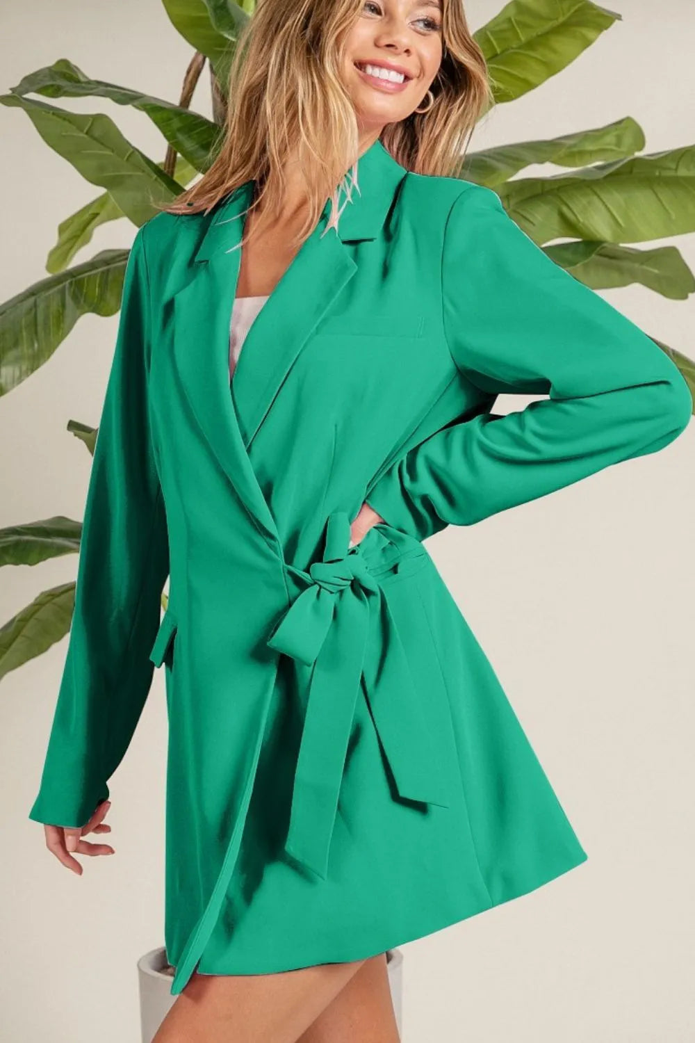 BiBi Wrap Tie Detailed Long Blazer JADE OutfitFlow