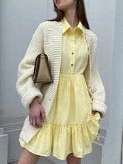 Tiered Long Sleeve Shirt Dress OutfitFlow