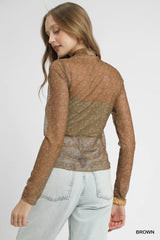 Umgee Nylon Lace Mesh Long Sleeve Top OutfitFlow
