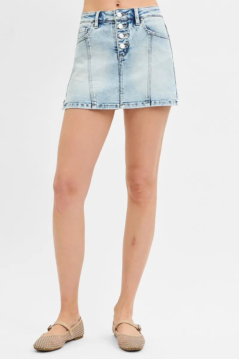 RISEN Full Size High Rise Button Down Skorts Plus Size OutfitFlow
