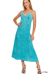 Zenana Tencel Mineral Washed Maxi Dress LT TEAL OutfitFlow