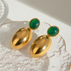 18K Gold-Plated Inlaid Agate Drop Earrings OutfitFlow
