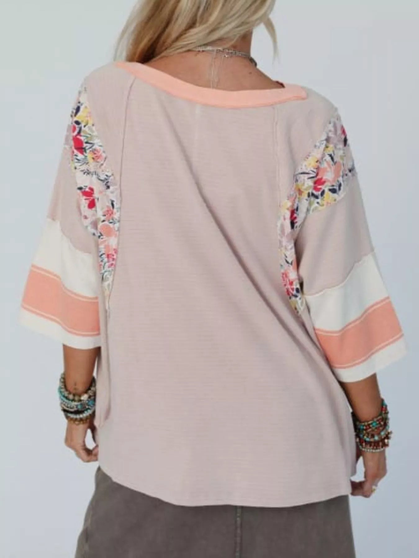 Striped Floral Long Sleeve T-Shirt OutfitFlow
