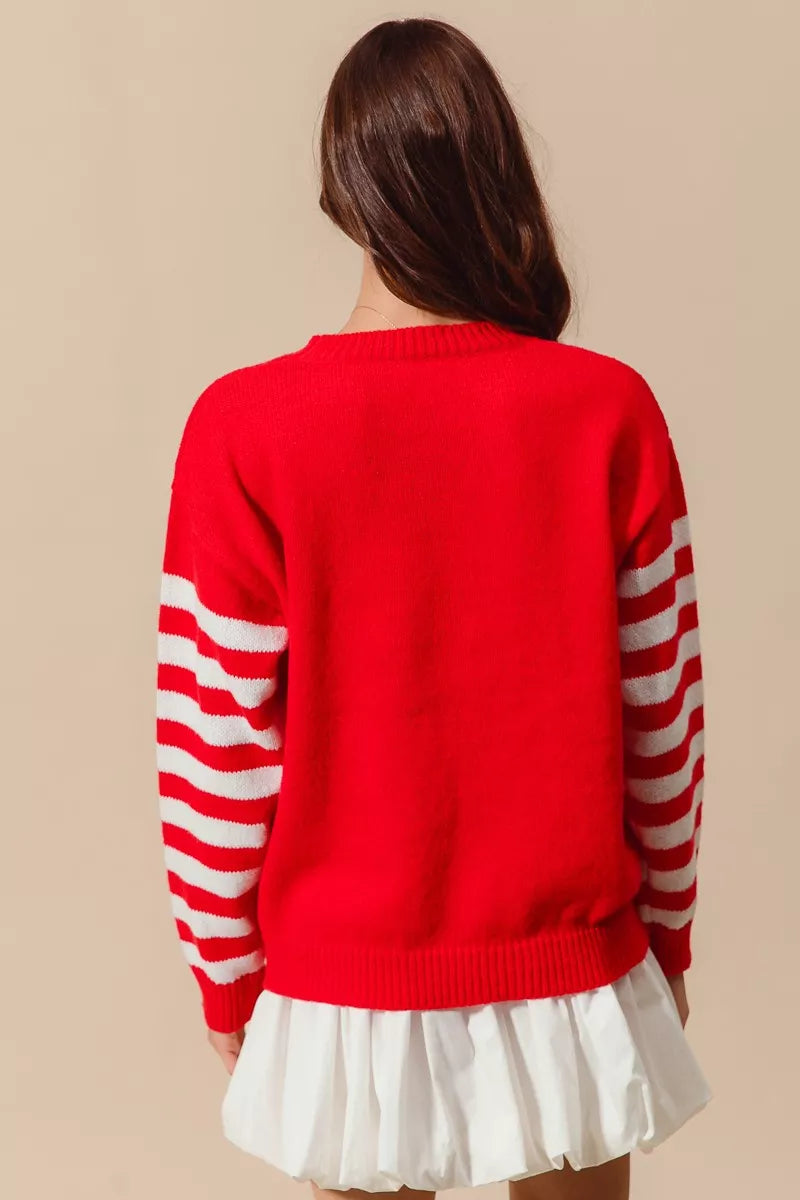SO ME Christmas Snowflake Crochet Embellished Sweater Trendsi