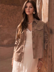 Button Front Long Sleeve Jacket OutfitFlow