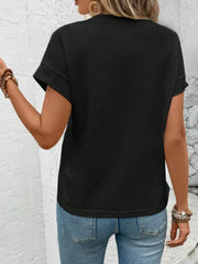 Full Size Waffle Knit Relaxed Fit T-Shirt Plus Size OutfitFlow