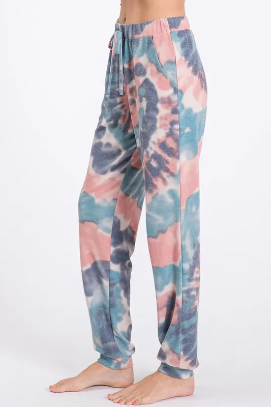BiBi Tie Dye French Terry Casual Pants OutfitFlow