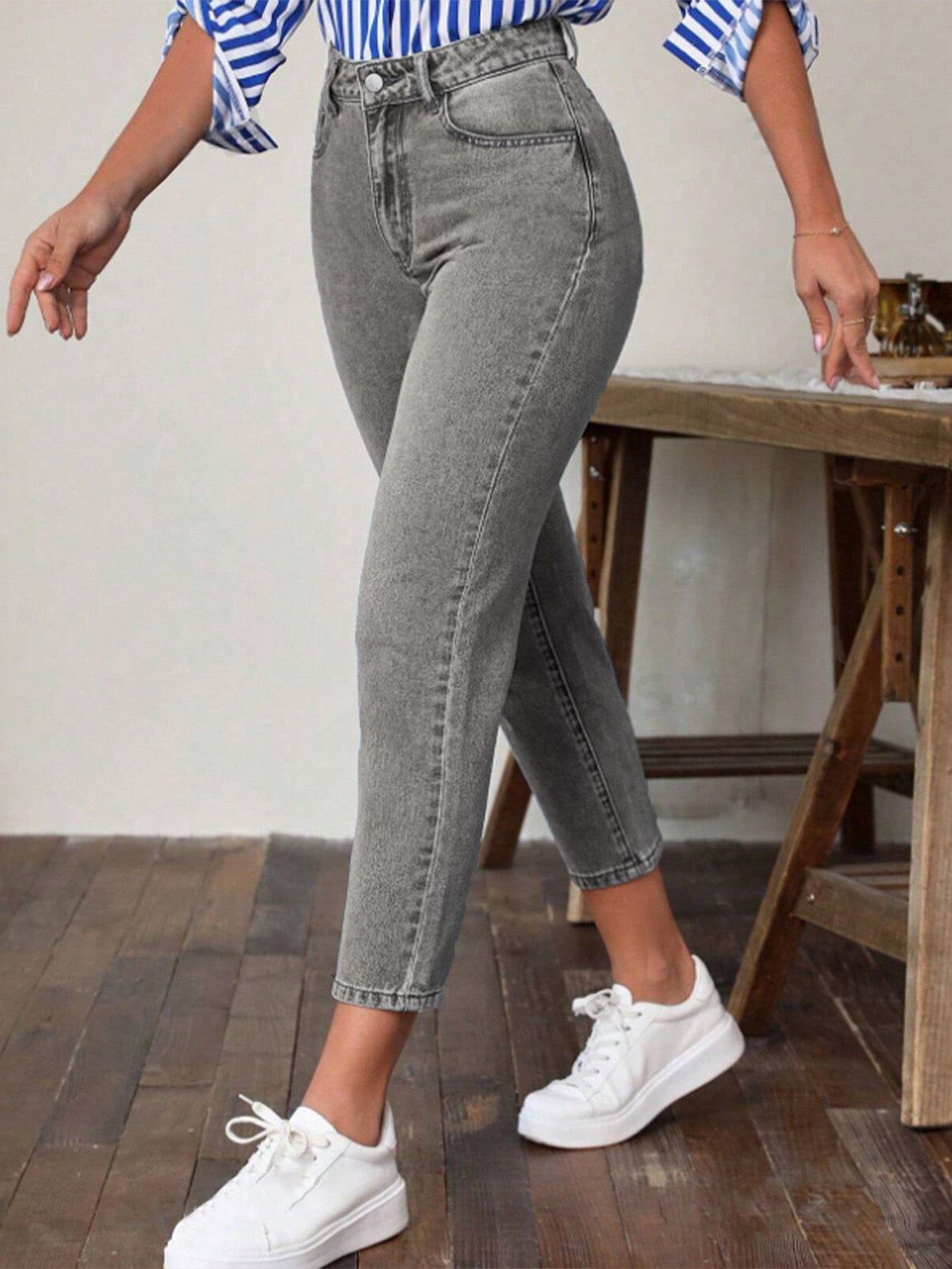 High Waist Jeans with Pockets OutfitFlow