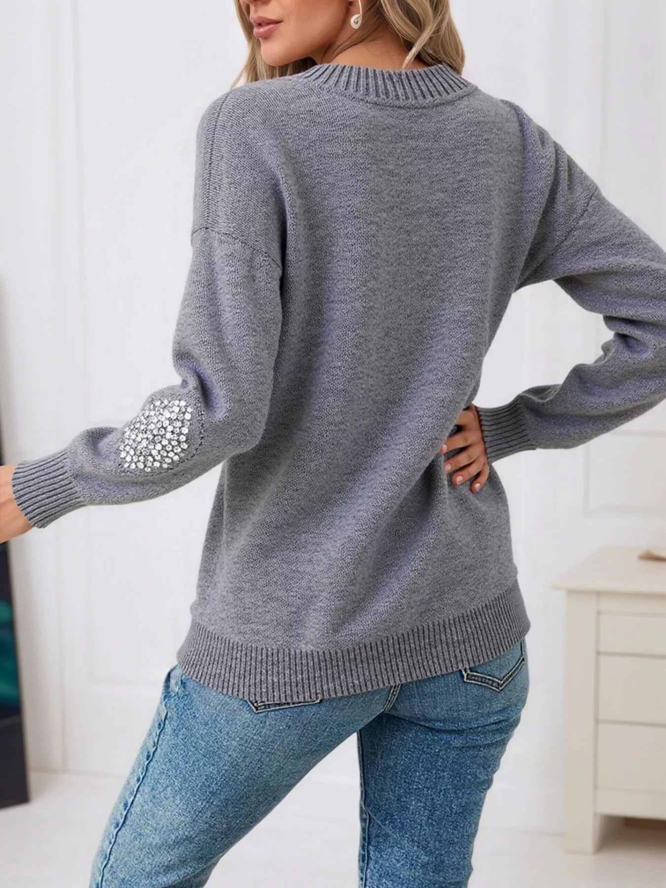 Sparkling Diamond Pattern Sweater OutfitFlow