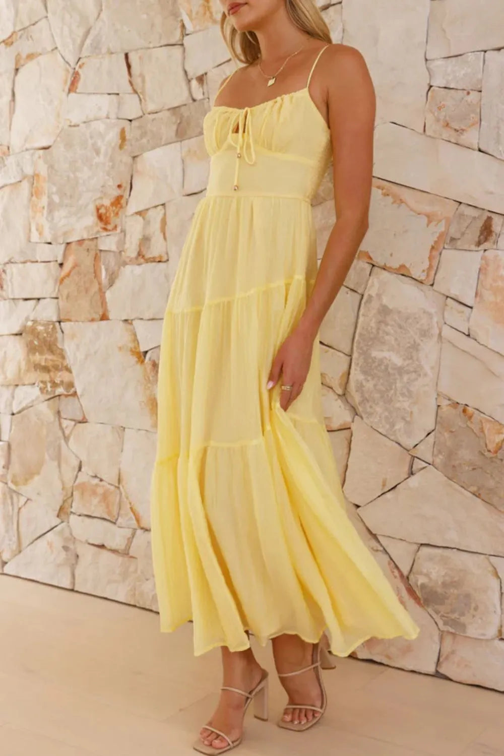 Ruched Smocked Back Cami Dress OutfitFlow