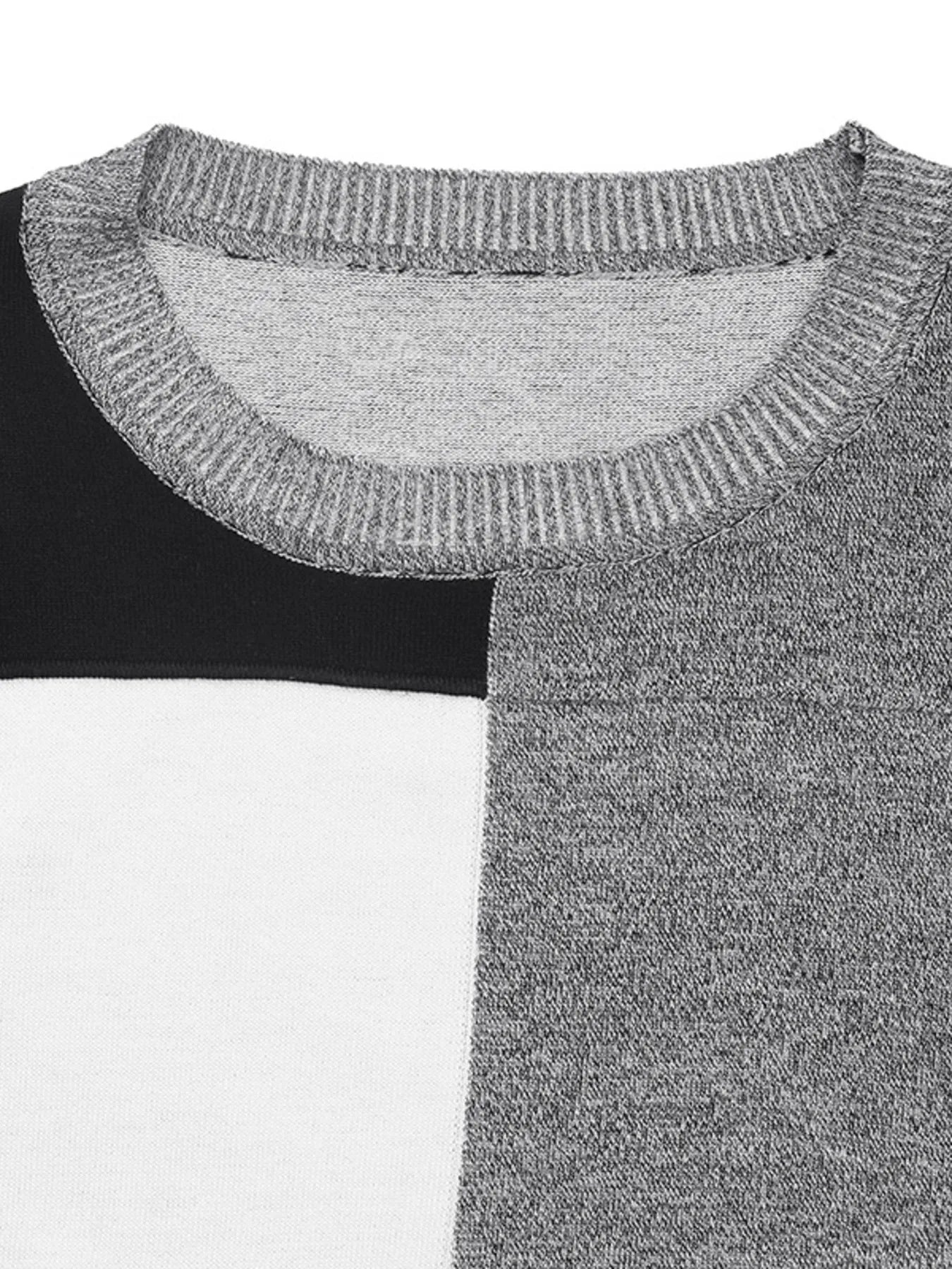 Color Block Knit Long Sleeve Sweater OutfitFlow