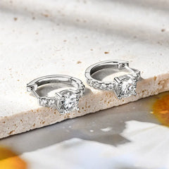 2.36 Carat Moissanite Zircon 925 Sterling Silver Hoop Earrings OutfitFlow
