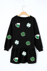 Clover Beer Patched Ruffle Hem Dress OutfitFlow
