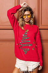 BiBi Sequin Star Tinsel Christmas Sweater Trendsi