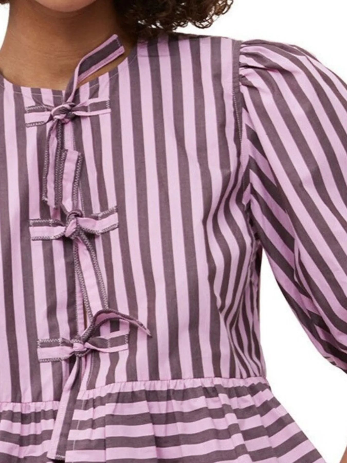 Puff Sleeve Bow Tie Blouse OutfitFlow
