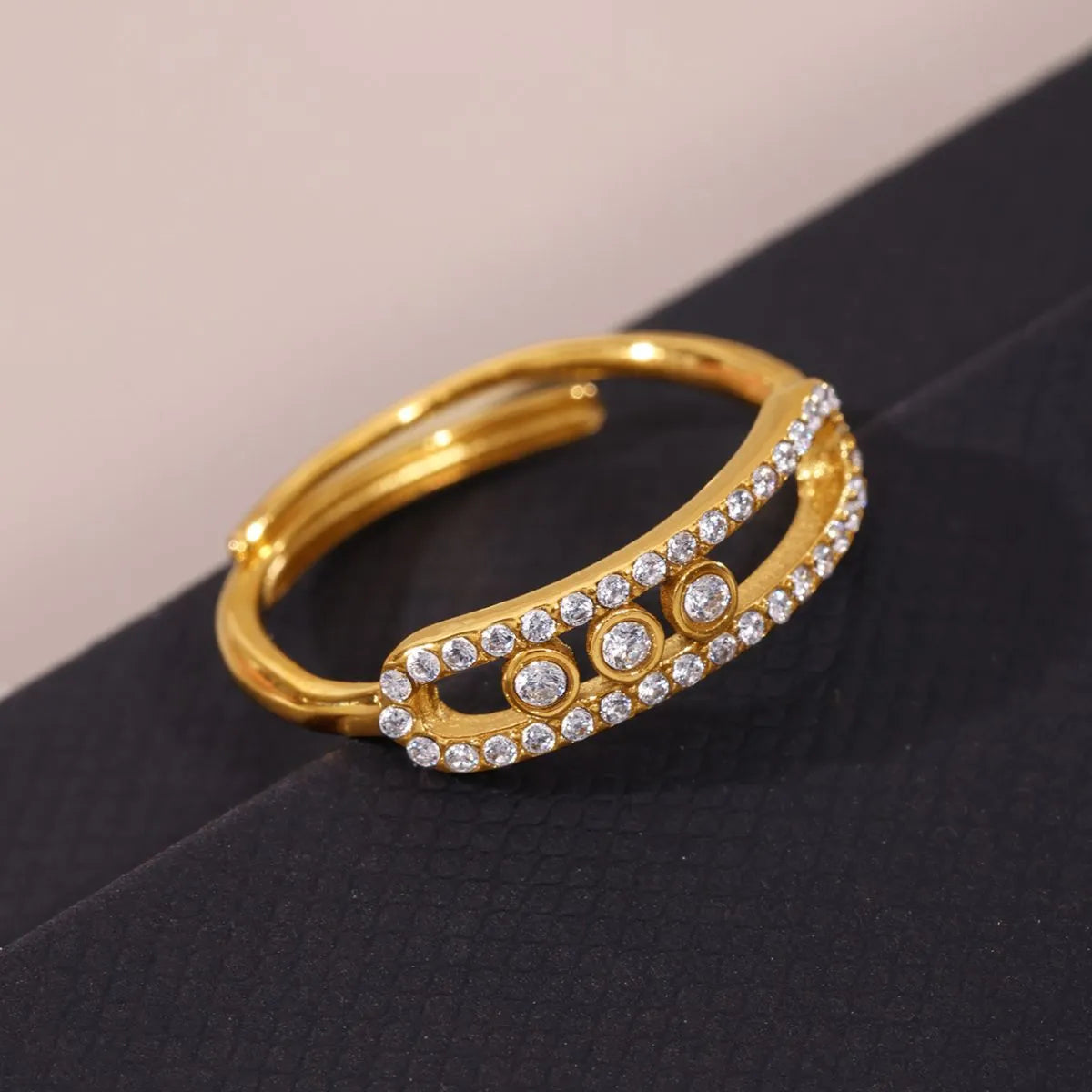 Moving Crystal Bar Necklace and Ring Jewelry Set OutfitFlow