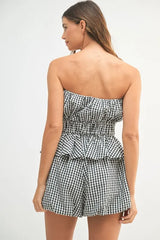 MABLE Gingham Tube Top and Shorts Set OutfitFlow