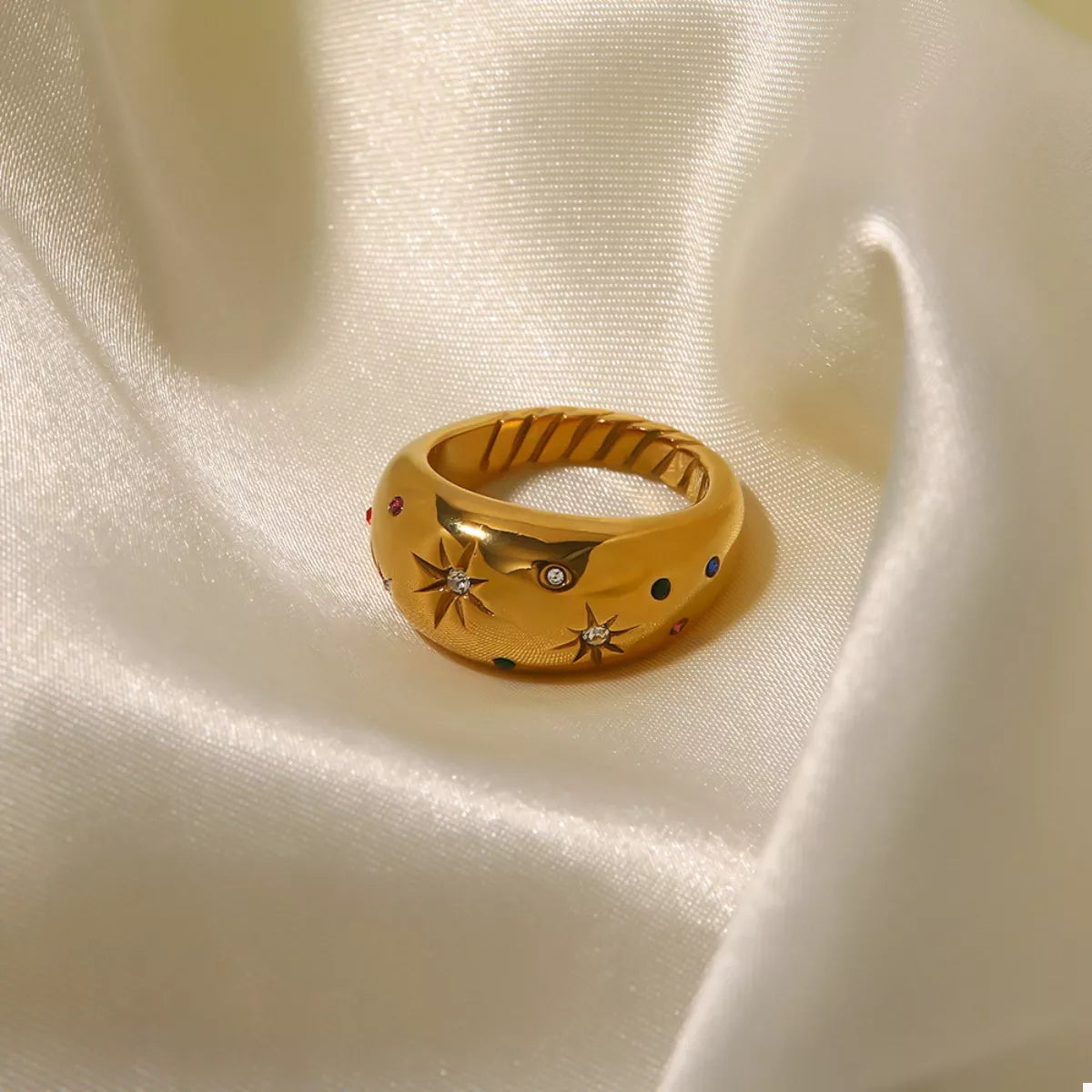 18K Gold-Plated Zircon Ring Gold OutfitFlow