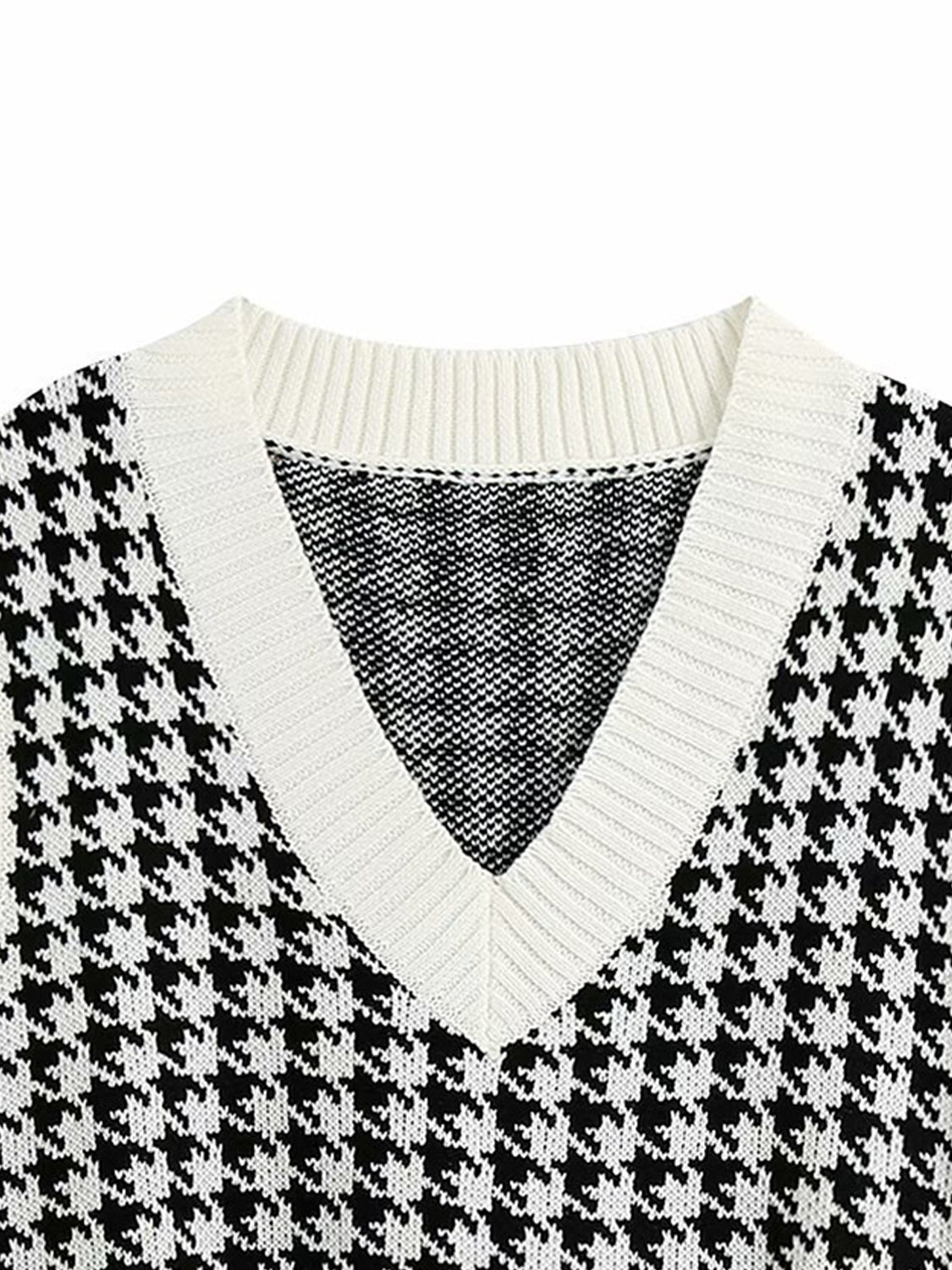 Houndstooth V-Neck Sweater Vest