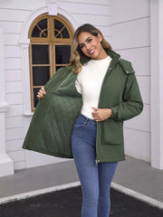 Full Size Zip Up Hooded Parka Outerwear Plus Size OutfitFlow