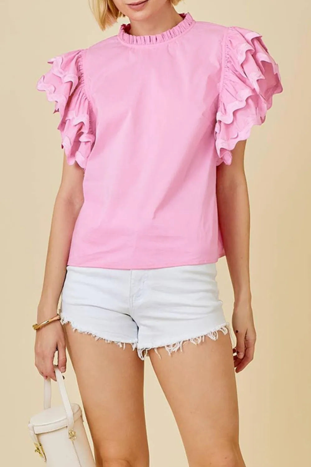 Ruffled Sleeve Frilled Collar Blouse OutfitFlow