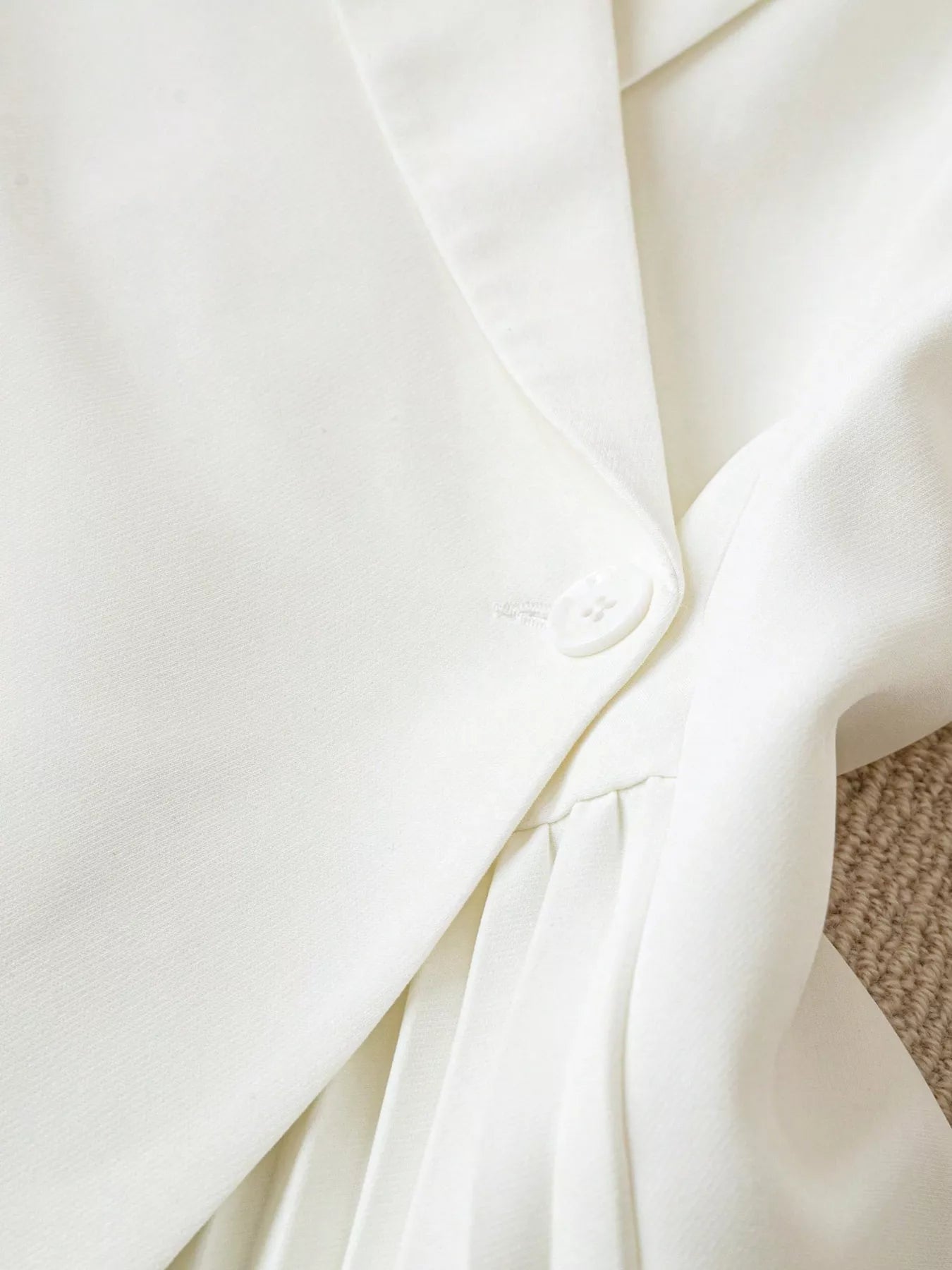 One Button Asymmetric Pleated Hem Blazer OutfitFlow