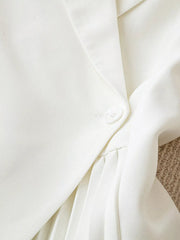 One Button Asymmetric Pleated Hem Blazer OutfitFlow