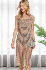 ADORA Multi Color Crochet Tunic Top OutfitFlow