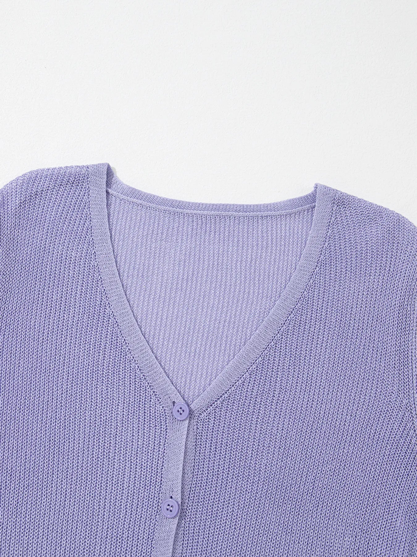 Lightweight V Neck Button Front Bell Sleeve Cardigan OutfitFlow