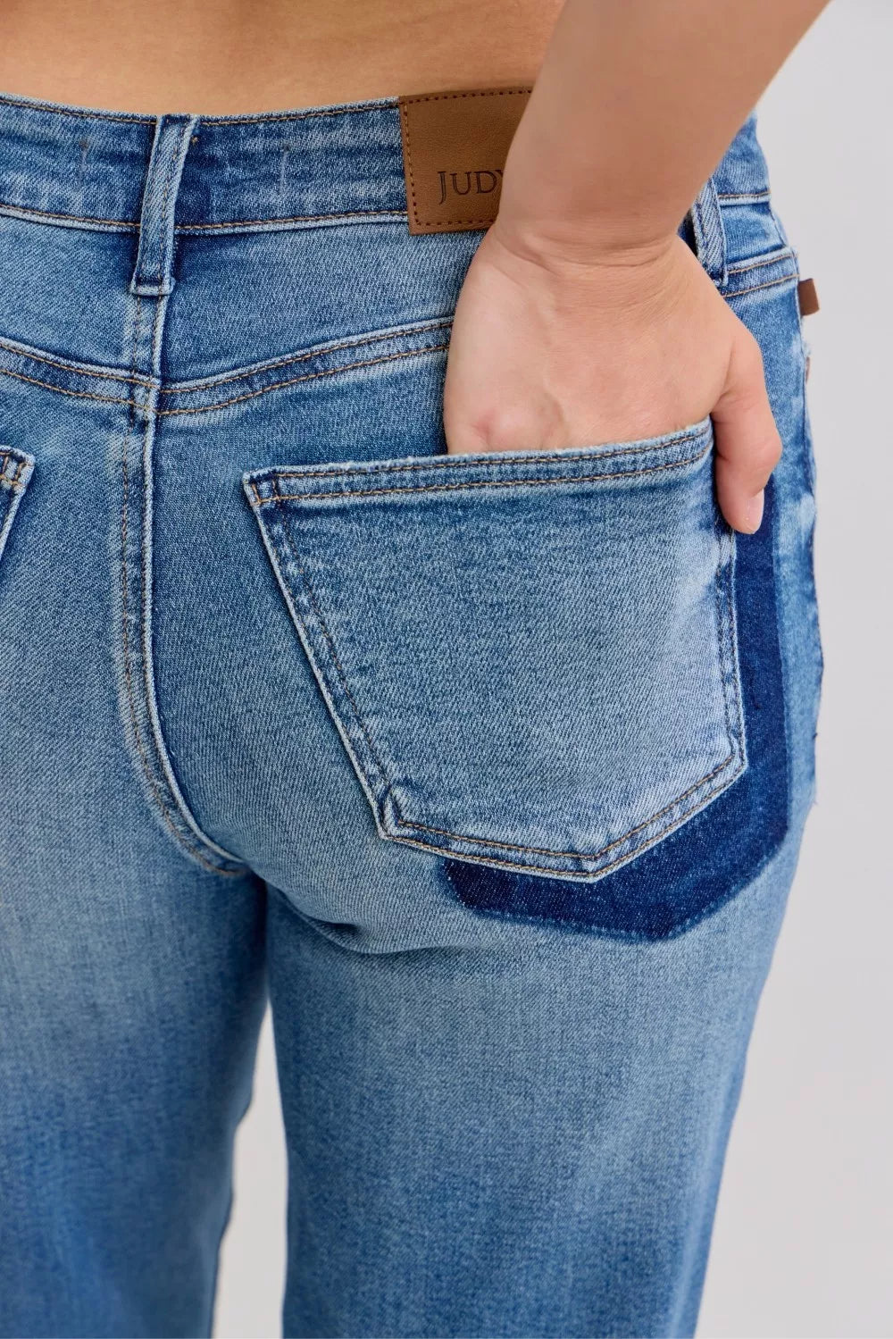 Judy Blue Full Size Mid Rise Bf Patch & Repair Destroy Release Hem Jeans Plus Size OutfitFlow