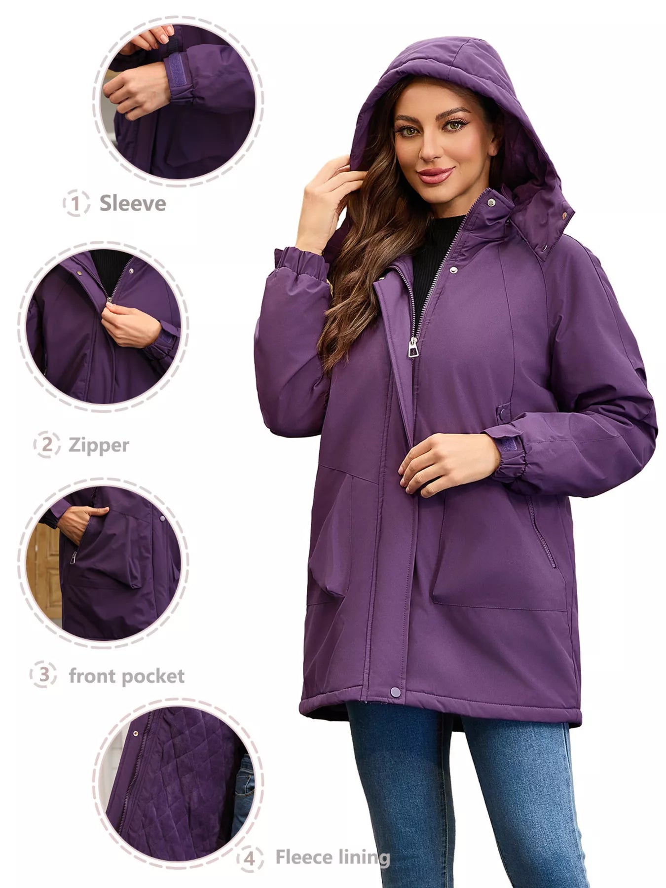 Full Size Hooded Mid-Length Windproof Outerwear Plus Size OutfitFlow